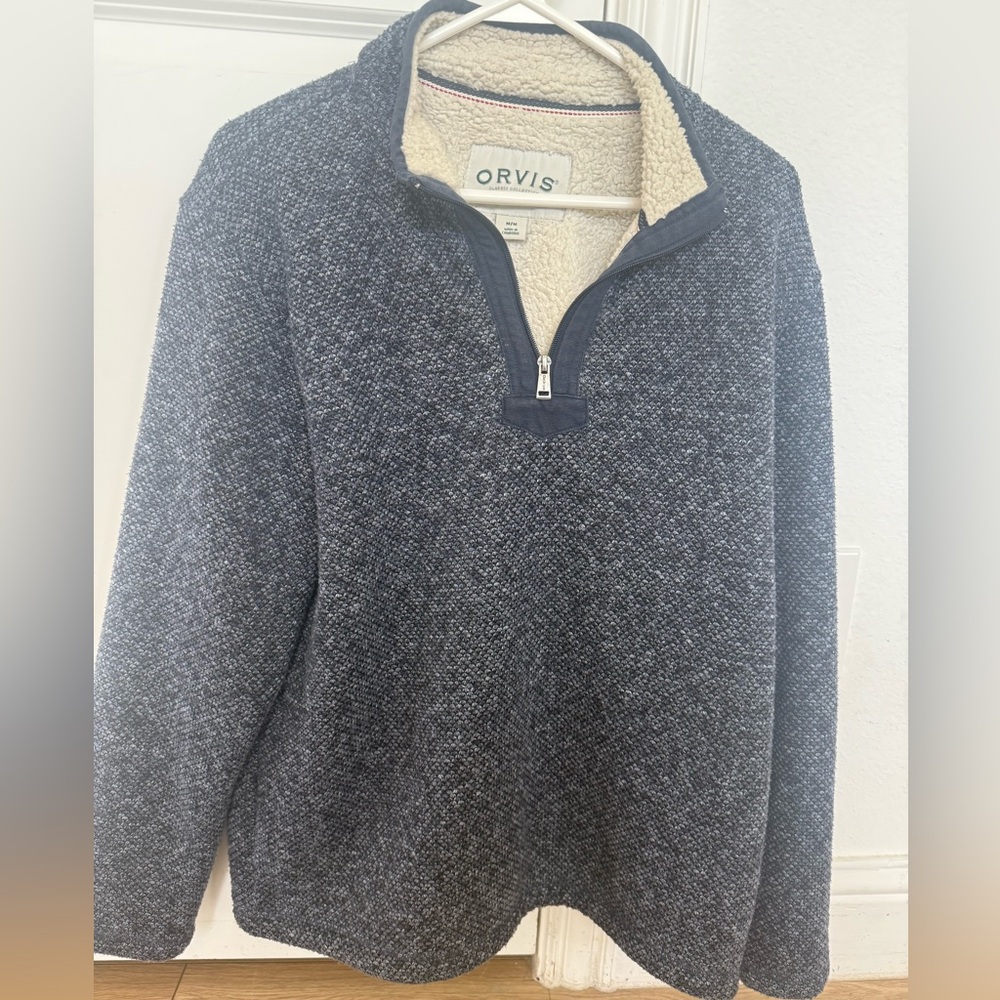 Orvis Men's Navy Blue Zip-Up Sweater